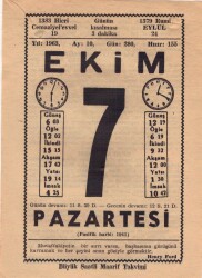 7 Ekim 1963 Takvim Yaprağı EFM(N)3526 - 2