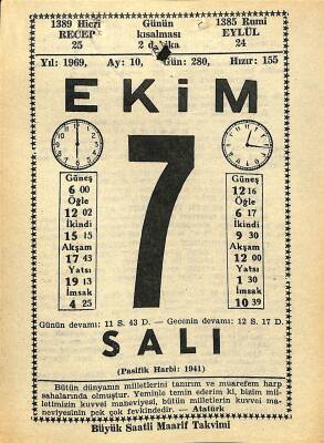 7 Ekim 1969 Takvim Yaprağı - Doğum Günü Hediyesi EFM(N)11131 - 1