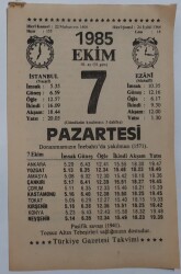 7 Ekim 1985 Takvim Yaprağı - Doğum Günü Hediyesi EFM(N)6841 - Gökçekoleksiyon