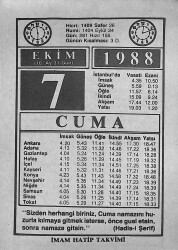 7 Ekim 1988 Takvim Yaprağı - Doğum Günü Hediyesi EFMN14654 - Gökçekoleksiyon