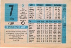 7 Ekim 2011 Takvim Yaprağı EFM(N)1325 - 1