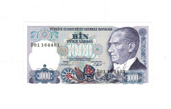 7. Emisyon 1.Tertip 1000 Türk Lirası Seri D01 ÇİL - TCK9916 - Gökçekoleksiyon