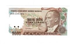 7. Emisyon 2. Tertip 5000 Türk Lirası Seri D06 ÇİL - TCK9889 - 1