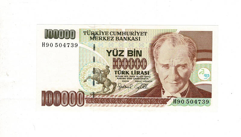 7. Emisyon 3.Tertip 100.000 Türk Lirası Seri H90 ÇİL - TCK9914 - 1