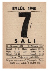 7 Eylül 1948 Takvim Yaprağı EFM851 - 3