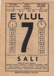 7 Eylül 1965 Takvim Yaprağı EFM(N)3592 - 1
