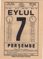 7 Eylül 1967 Takvim Yaprağı EFM(N)3595 - 2