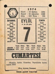 7 Eylül 1974 Takvim Yaprağı - Doğum Günü Hediyesi EFM(N)12336 - Gökçekoleksiyon