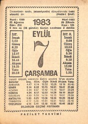 7 Eylül 1983 Takvim Yaprağı - Doğum Günü Hediyesi EFMN15419 - Gökçekoleksiyon