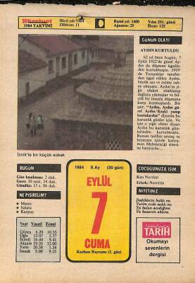 7 Eylül 1984 Takvim Yaprağı - Doğum Günü Hediyesi EFM(N)9786 - 1