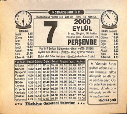 7 Eylül 2000 Takvim Yaprağı - Doğum Günü Hediyesi EFMN14253 - Gökçekoleksiyon