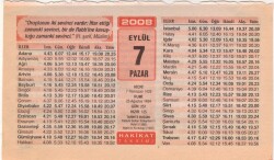 7 Eylül 2008 Takvim Yaprağı EFM(N)2658 - 1