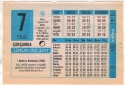 7 Eylül 2011 Takvim Yaprağı EFM(N)1295 - 1