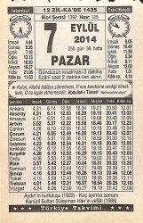 7 Eylül 2014 Takvim Yaprağı - Doğum Günü Hediyesi EFMN14297 - Gökçekoleksiyon