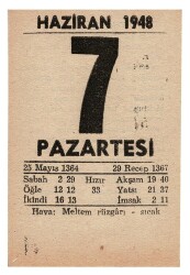 7 Haziran 1948 Takvim Yaprağı EFM881 - 3