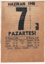 7 Haziran 1948 Takvim Yaprağı EFM(N)1392 - 4