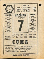 7 Haziran 1974 Takvim Yaprağı - Doğum Günü Hediyesi EFM(N)11968 - Gökçekoleksiyon