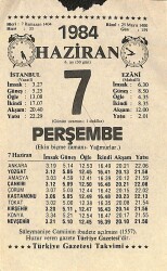 7 Haziran 1984 Takvim Yaprağı - Doğum Günü Hediyesi EFM(N)11257 - Gökçekoleksiyon