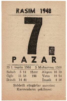 7 Kasım 1948 Takvim Yaprağı EFM831 - 1