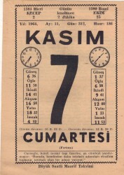 7 Kasım 1964 Takvim Yaprağı EFM(N)3662 - 3
