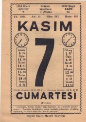 7 Kasım 1964 Takvim Yaprağı EFM(N)3662 - 1