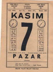 7 Kasım 1965 Takvim Yaprağı EFM(N)3660 - 3