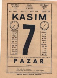 7 Kasım 1965 Takvim Yaprağı EFM(N)3660 - 1