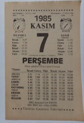7 Kasım 1985 Takvim Yaprağı - Doğum Günü Hediyesi EFM(N)6683 - Gökçekoleksiyon