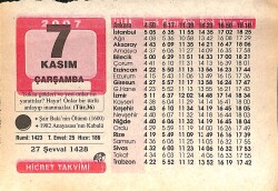 7 Kasım 2007 Takvim Yaprağı - Doğum Günü Hediyesi EFMN16014 - Gökçekoleksiyon