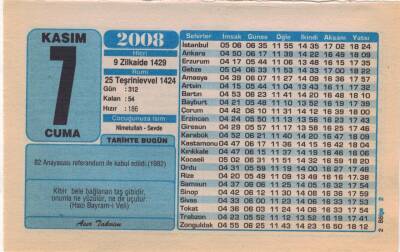 7 Kasım 2008 Takvim Yaprağı EFM(N)3803 - 2