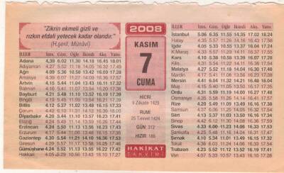 7 Kasım 2008 Takvim Yaprağı EFM(N)3891 - 1