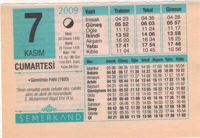 7 Kasım 2009 Takvim Yaprağı EFM(N)3831 - 3