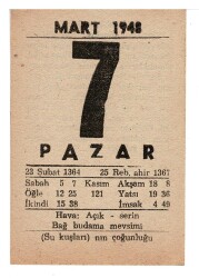 7 Mart 1948 Takvim Yaprağı EFM909 - 3