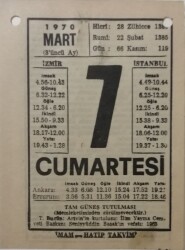 7 Mart 1970 Takvim Yaprağı - Doğum Günü Hediyesi EFM(N)7951 - 1