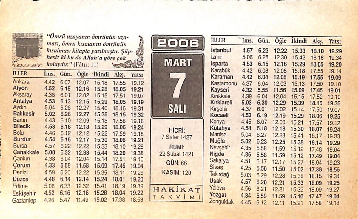 7 Mart 2006 Takvim Yaprağı - Doğum Günü Hediyesi EFMN13223 - 1