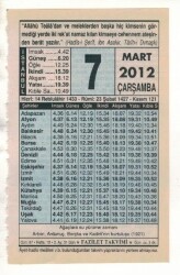 7 Mart 2012 Takvim Yaprağı EFM(N)1877 - 3