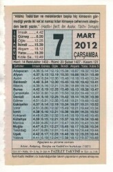 7 Mart 2012 Takvim Yaprağı EFM(N)1877 - 1
