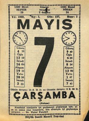 7 Mayıs 1969 Takvim Yaprağı - Doğum Günü Hediyesi EFM(N)11112 - 1
