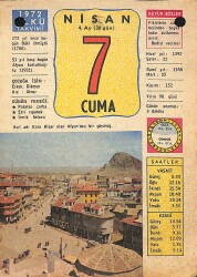 7 Nisan 1972 Takvim Yaprağı - Doğum Günü Hediyesi EFM(N)12195 - Gökçekoleksiyon