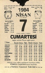 7 Nisan 1984 Takvim Yaprağı - Doğum Günü Hediyesi EFM(N)11212 - Gökçekoleksiyon