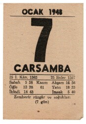 7 Ocak 1948 Takvim Yaprağı EFM929 - 1
