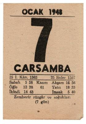 7 Ocak 1948 Takvim Yaprağı EFM929 - 3