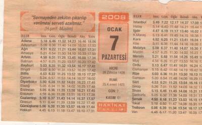 7 Ocak 2008 Takvim Yaprağı EFM(N)4994 - 1