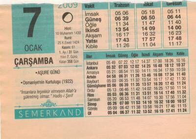 7 Ocak 2009 Takvim Yaprağı EFM(N)4963 - 1