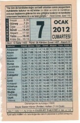 7 Ocak 2012 Takvim Yaprağı EFM(N)1490 - 4