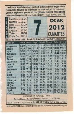 7 Ocak 2012 Takvim Yaprağı EFM(N)1490 - 2