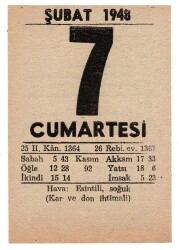 7 Şubat 1948 Takvim Yaprağı EFM919 - 3