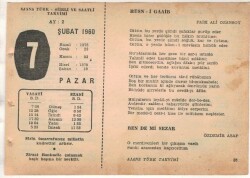 7 Şubat 1960 Ajans Türk Takvim Yaprağı (Şiirli Saatli) EFM(N)1505 - 2
