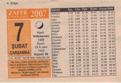 7 Şubat 2007 Takvim Yaprağı EFM(N)5640 - 3