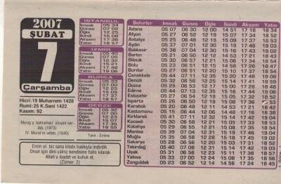7 Şubat 2007 Takvim Yaprağı EFM(N)5668 - 3